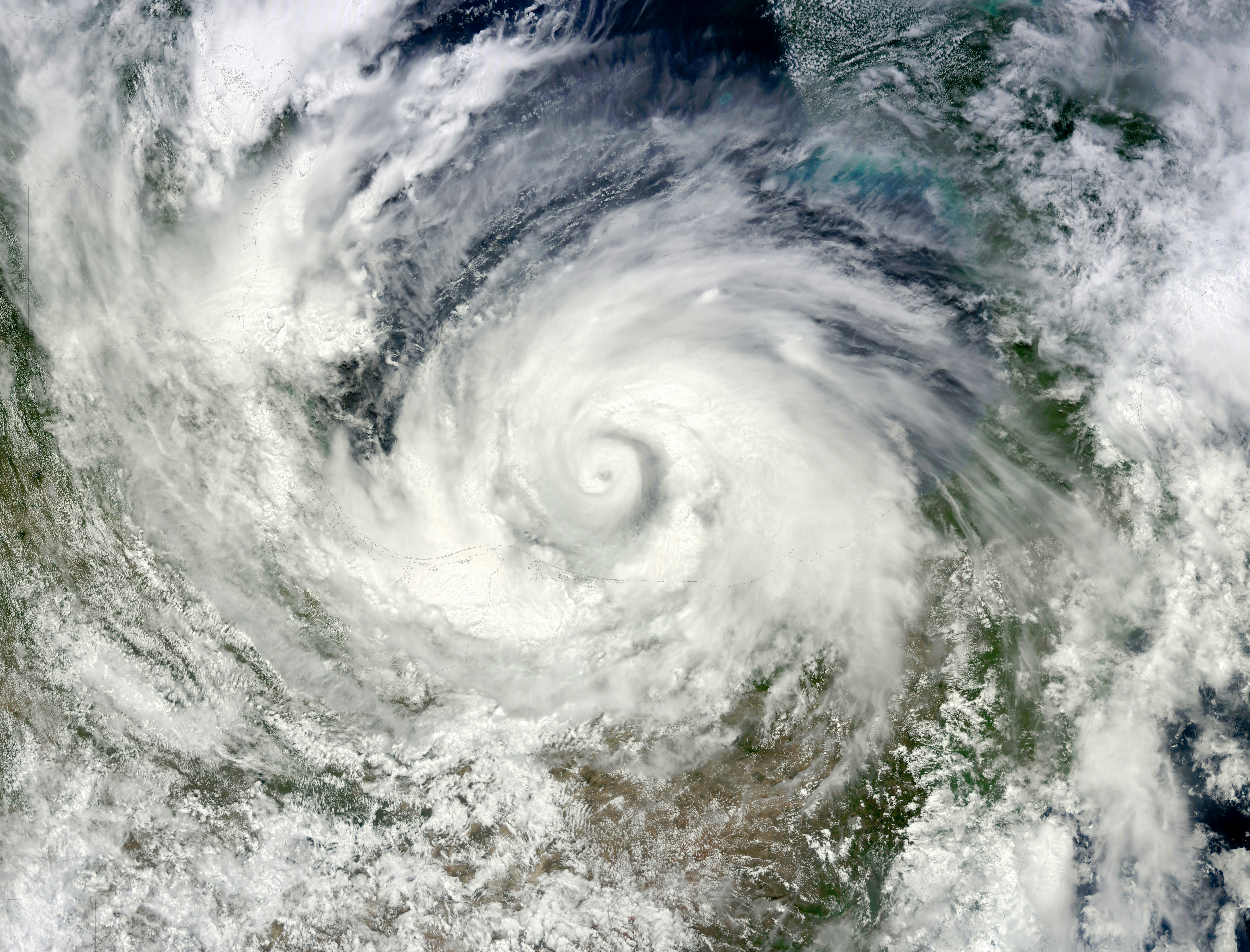 Satellite view of hurricane.